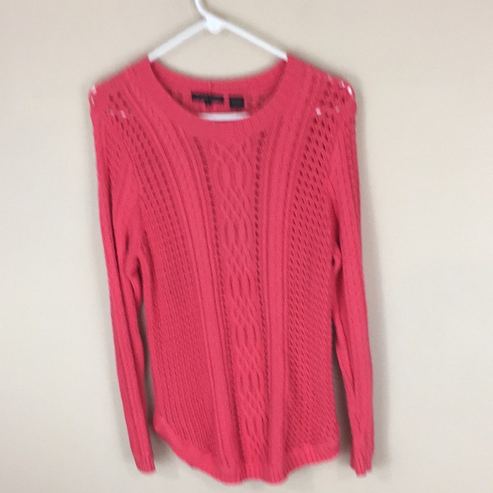 Jeanne Pierre Salmon Cotton Knit Sweater Size Large